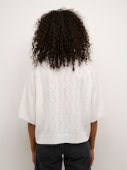 Kaffe KAtella Half Sleeve Hole Knit Pullover Jumper - Image 2 of 6