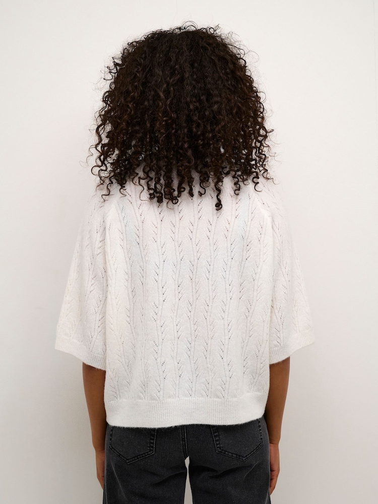 Kaffe KAtella Half Sleeve Hole Knit Pullover Jumper - Image 2 of 6