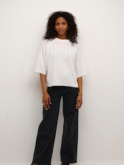 Kaffe KAtella Half Sleeve Hole Knit Pullover Jumper - Image 3 of 6