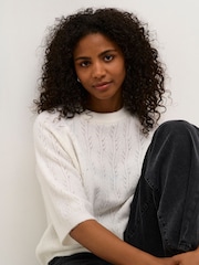 Kaffe KAtella Half Sleeve Hole Knit Pullover Jumper - Image 4 of 6