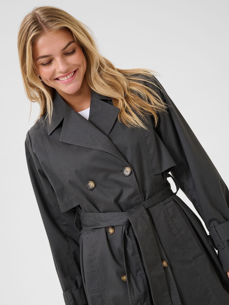 Kaffe Grey KApatricia Double Breasted Trench Coat - Image 2 of 4