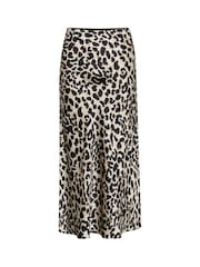 Kaffe KAjune Leopard Print Sateen Midi Skirt - Image 4 of 5
