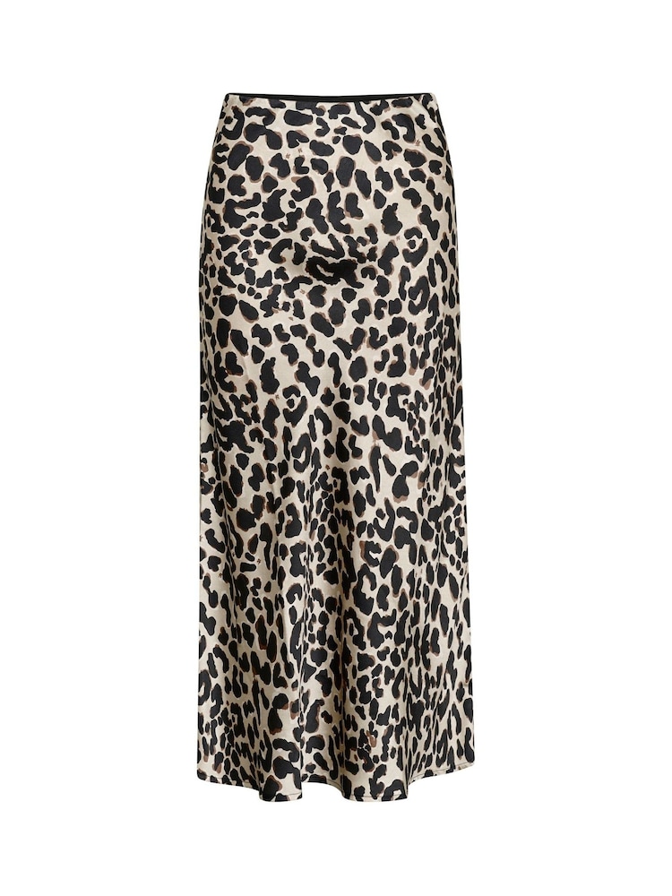 Kaffe KAjune Leopard Print Sateen Midi Skirt - Image 4 of 5