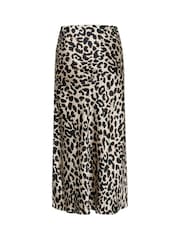 Kaffe KAjune Leopard Print Sateen Midi Skirt - Image 5 of 5