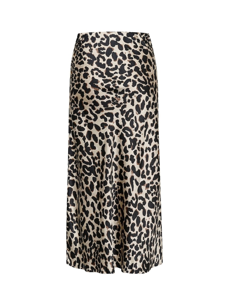 Kaffe KAjune Leopard Print Sateen Midi Skirt - Image 5 of 5