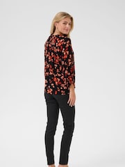 Kaffe KAtine 3/4 Sleeves V-Notch Neck Blouse - Image 2 of 6