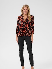 Kaffe KAtine 3/4 Sleeves V-Notch Neck Blouse - Image 3 of 6