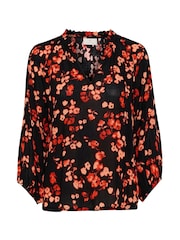Kaffe KAtine 3/4 Sleeves V-Notch Neck Blouse - Image 5 of 6