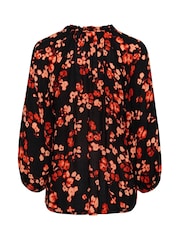 Kaffe KAtine 3/4 Sleeves V-Notch Neck Blouse - Image 6 of 6