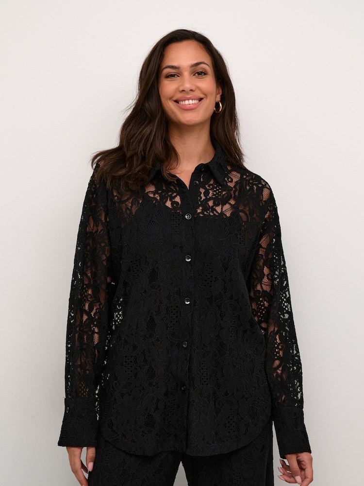 Kaffe Kanelly Lace Collared Black Shirt - Image 1 of 6