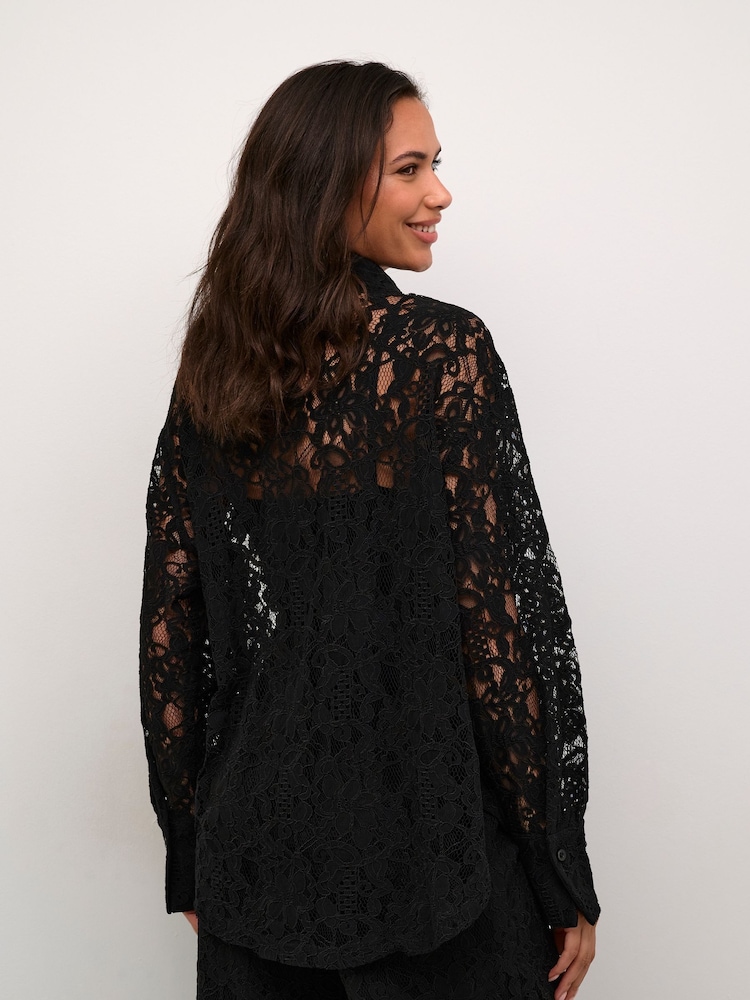 Kaffe Kanelly Lace Collared Black Shirt - Image 2 of 6