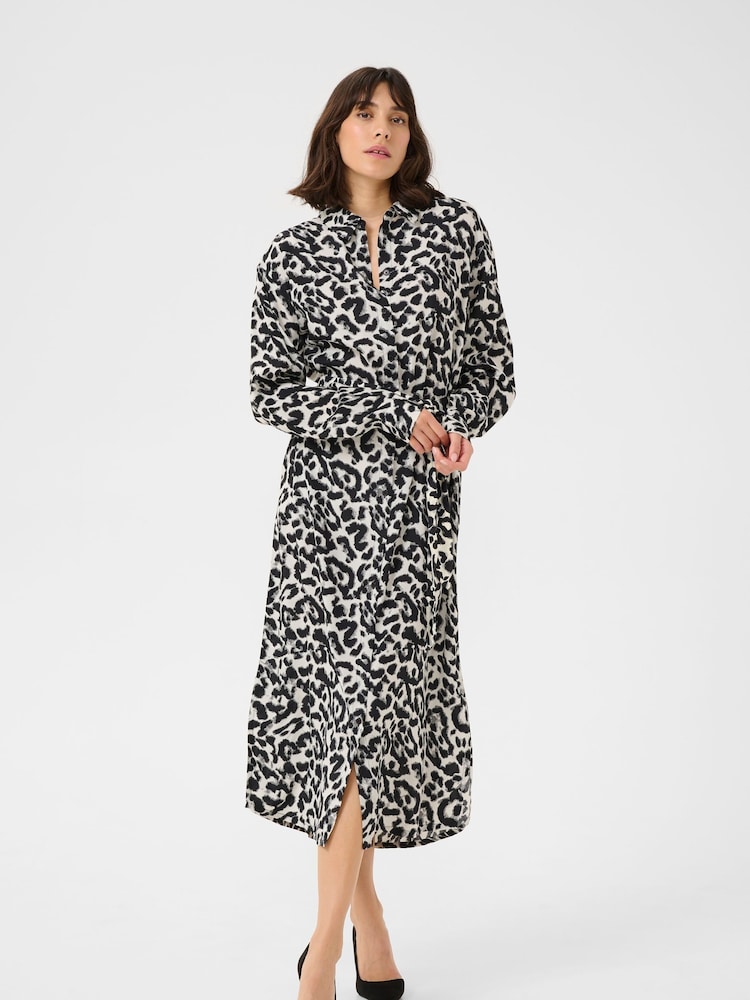 Kaffe KAalice Maxi Length Belted Shirt Dress - Image 1 of 5