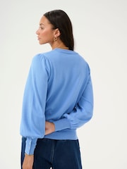 Kaffe Lizza Crew Neck Button Cuff Pullover Blouses - Image 2 of 6