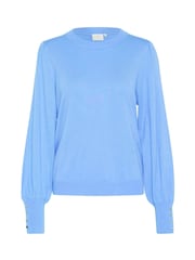 Kaffe Lizza Crew Neck Button Cuff Pullover Blouses - Image 5 of 6