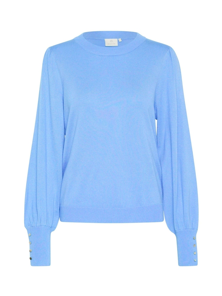 Kaffe Lizza Crew Neck Button Cuff Pullover Blouses - Image 5 of 6
