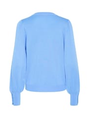 Kaffe Lizza Crew Neck Button Cuff Pullover Blouses - Image 6 of 6