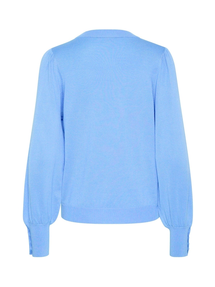 Kaffe Lizza Crew Neck Button Cuff Pullover Blouses - Image 6 of 6
