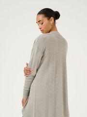 Kaffe Grey KAemria Long Open Front Cardigan - Image 2 of 6