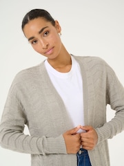 Kaffe Grey KAemria Long Open Front Cardigan - Image 4 of 6