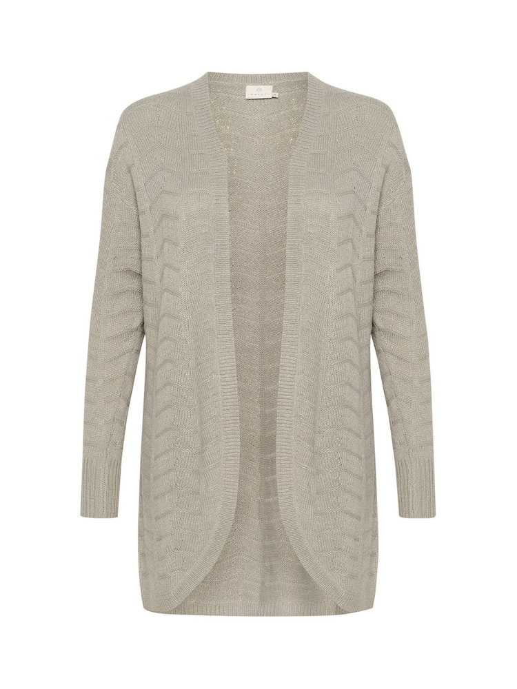 Kaffe Grey KAemria Long Open Front Cardigan - Image 6 of 6