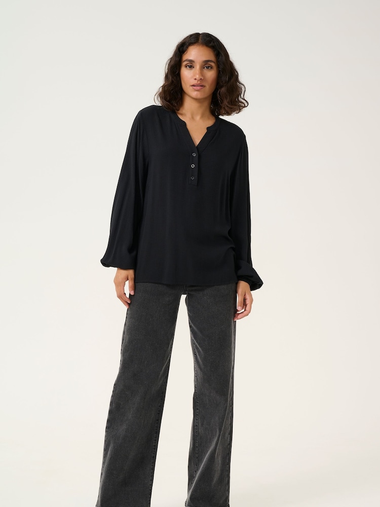 Kaffe KAmathilde Notch Neck Long Sleeve Blouse - Image 2 of 5
