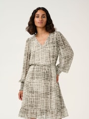 Kaffe Grey KAtrinike V-Neck Long Sleeve Dress - Image 1 of 4