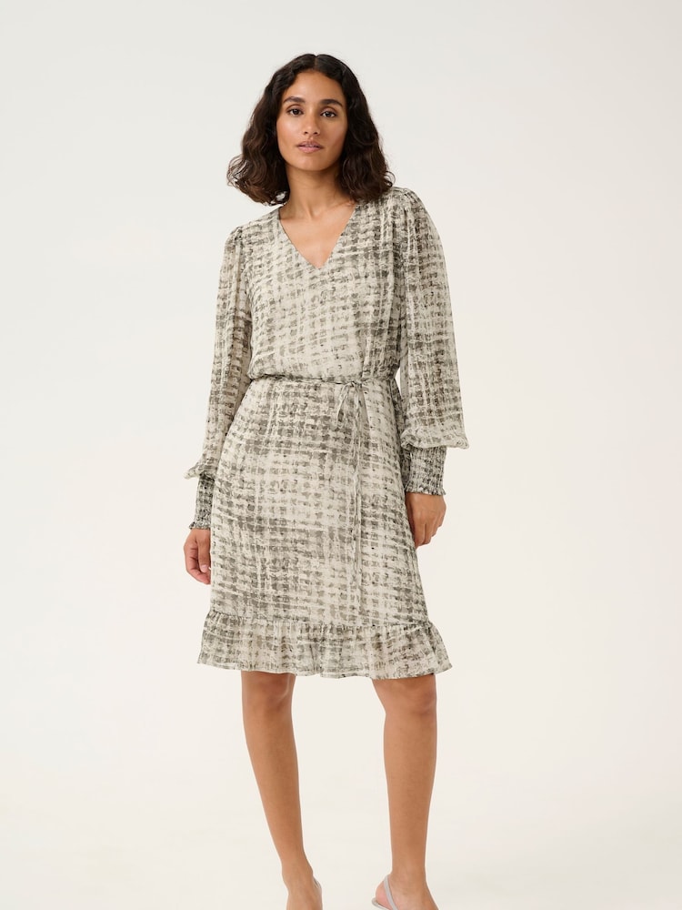 Kaffe Grey KAtrinike V-Neck Long Sleeve Dress - Image 2 of 4