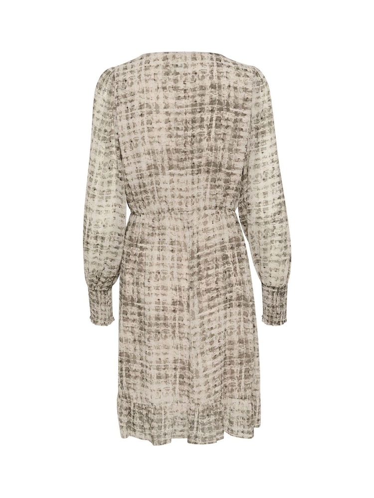 Kaffe Grey KAtrinike V-Neck Long Sleeve Dress - Image 4 of 4