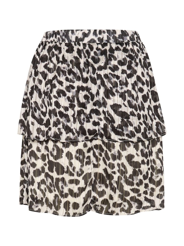 Kaffe KAsepia Leopard Print Elastic Waist Tiered Black Skirt - Image 6 of 6 Kaffe KAsepia Leopard Print Elastic Waist Tiered Black Skirt - Image 6 of 6