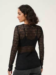 Kaffe KAlinda Lace Long Sleeve Black T-Shirt - Image 2 of 6