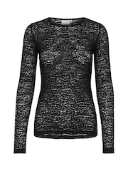 Kaffe KAlinda Lace Long Sleeve Black T-Shirt - Image 5 of 6
