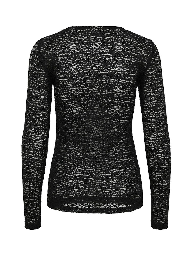 Kaffe KAlinda Lace Long Sleeve Black T-Shirt - Image 6 of 6