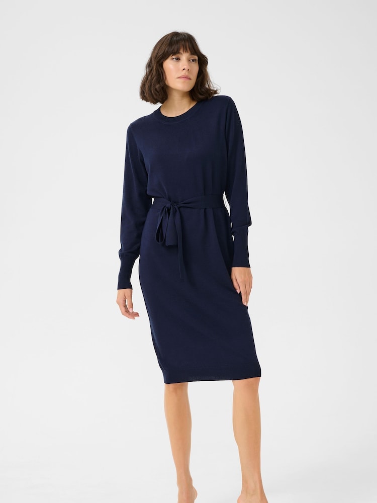 Kaffe KAlizza Belted Knee Length Knit Dress - Image 2 of 5