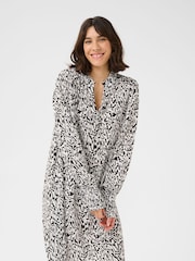 Kaffe Loose Fit KAmathilde V-Notch Neck Black Dress - Image 1 of 4
