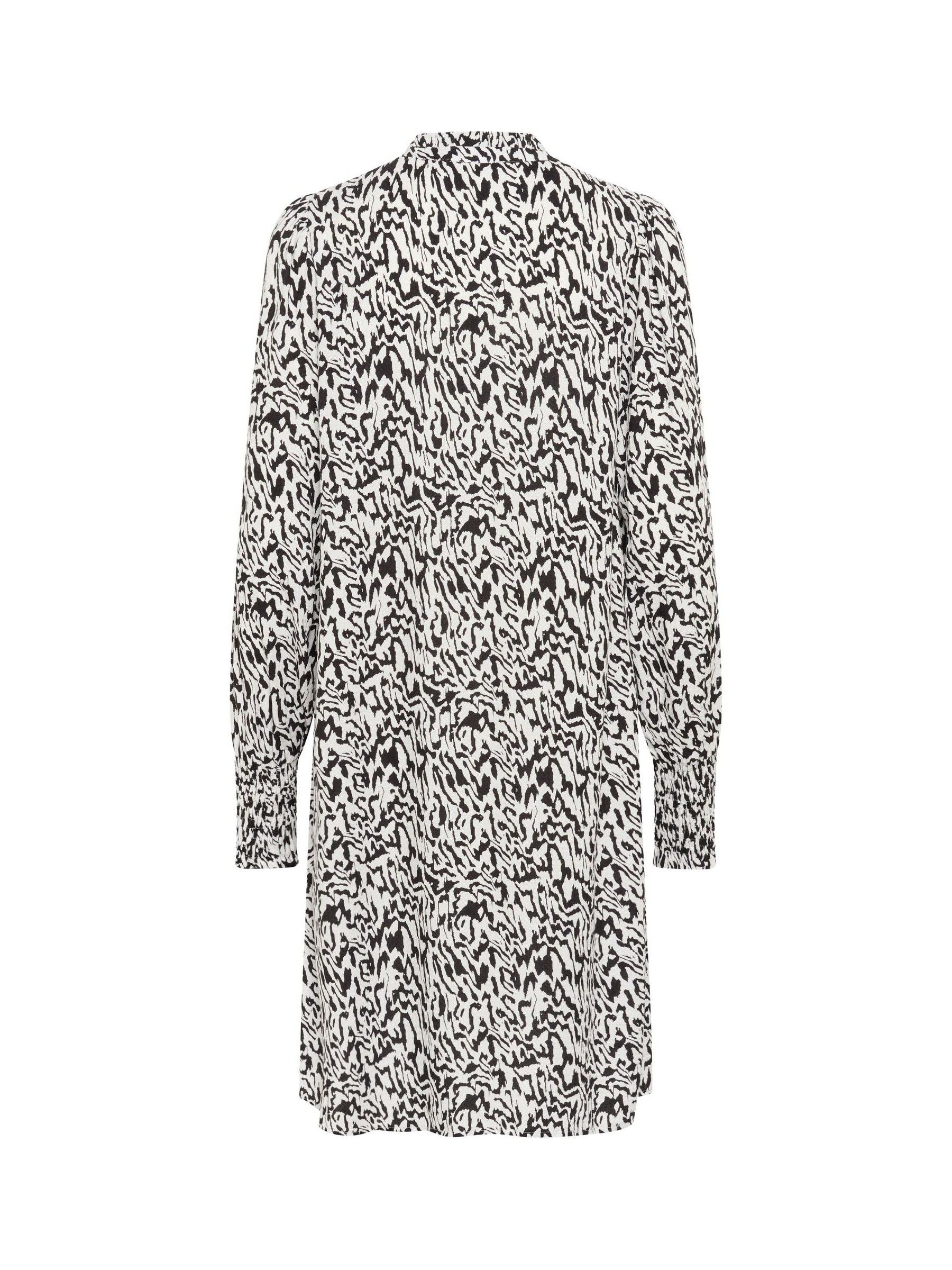 KAFFE Blusa Donna Morbida A Vita Alta - Maniche Lunghe, Scollo A V, Fondo Arricciato, Stampa