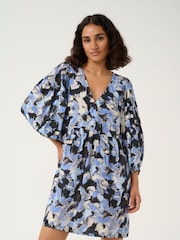 Kaffe KAvictoria V-Neck Puff Sleeve Black Tunic - Image 1 of 6