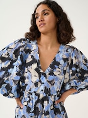 Kaffe KAvictoria V-Neck Puff Sleeve Black Tunic - Image 4 of 6