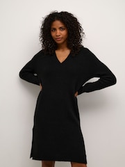 Kaffe KAjuno V-Neck Knee Length Knit Natural Dress - Image 1 of 6