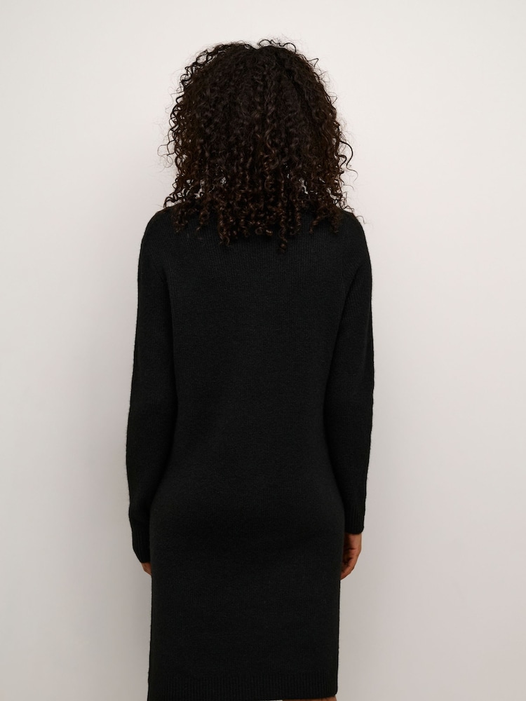 Kaffe KAjuno V-Neck Knee Length Knit Natural Dress - Image 2 of 6