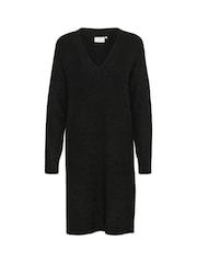 Kaffe KAjuno V-Neck Knee Length Knit Natural Dress - Image 5 of 6