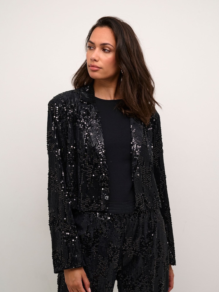 Kaffe Kanicole Sequined Black Blazer - Image 1 of 6