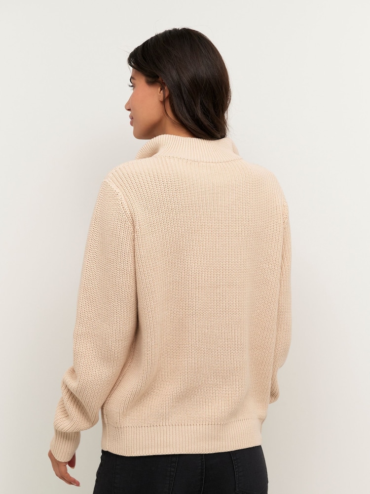 Kaffe Lioa Half Zip Knitted Pullover White Jumper - Image 2 of 5