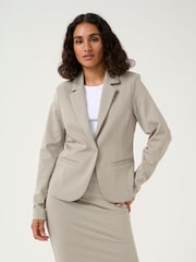 Kaffe Regular Fit Grey KAjenny Notch Lapel Blazer - Image 1 of 6