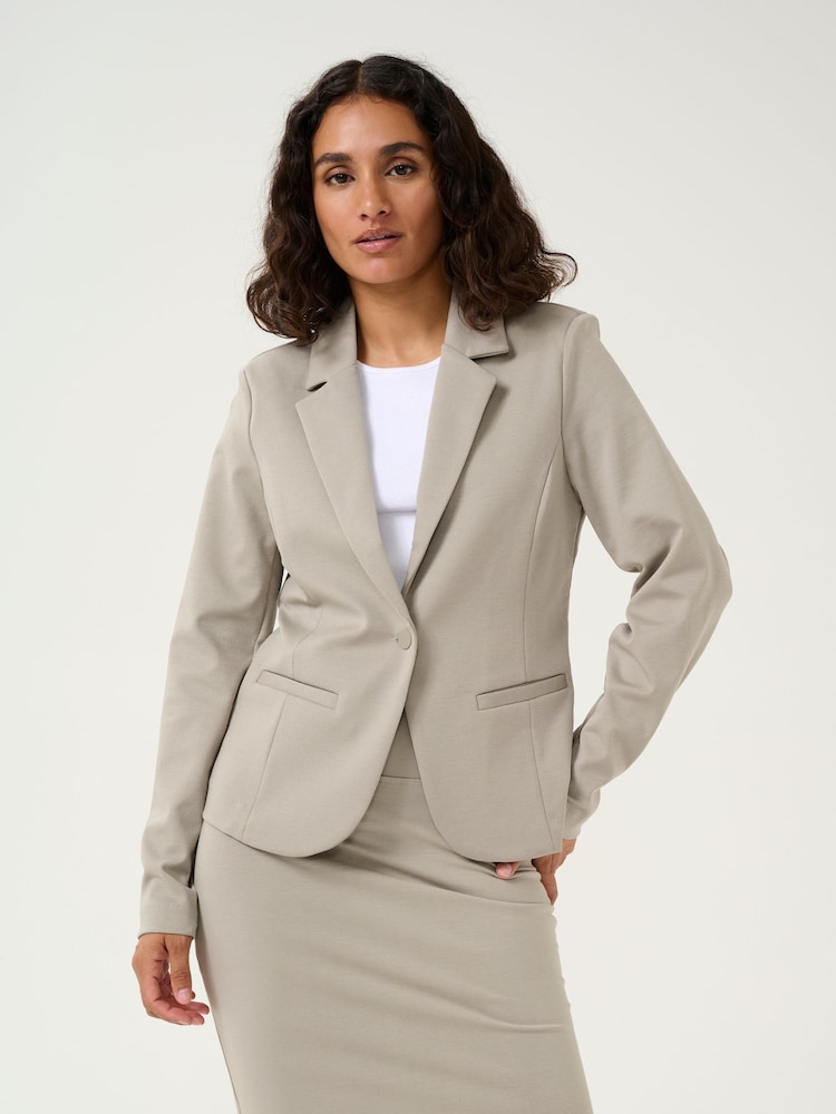 Kaffe Regular Fit Grey KAjenny Notch Lapel Blazer - Image 1 of 6