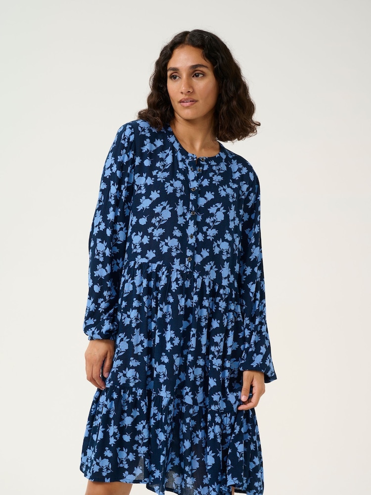 Kaffe Kaevity Long Sleeves Round Neck Dress - Image 1 of 4