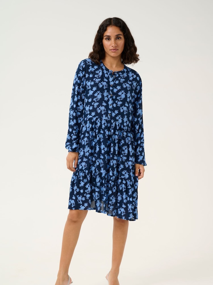 Kaffe Kaevity Long Sleeves Round Neck Dress - Image 2 of 4