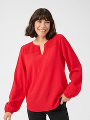 Kaffe KAlinda Smock Yoke V-Notch Neck Blouse - Image 1 of 5