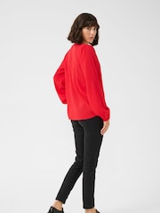 Kaffe KAlinda Smock Yoke V-Notch Neck Blouse - Image 3 of 5