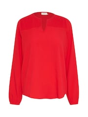 Kaffe KAlinda Smock Yoke V-Notch Neck Blouse - Image 4 of 5