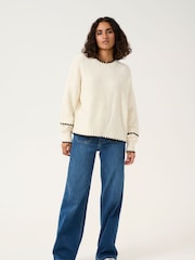 Kaffe Relaxed Fit KAvilli Round Neck Pullover Cream Jumper - Image 3 of 6